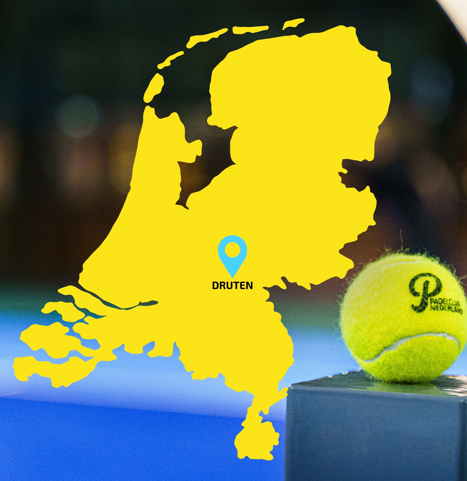 Kaart van Nederland met een locatie pin van de locatie van Padelclub Nederland Nijmegen